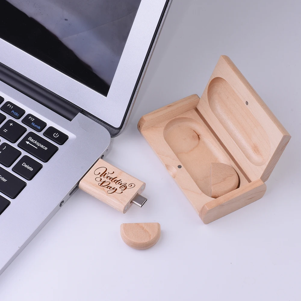 10 Stück USB-Stick 128GB Holz TYPE-C Pen Drive 64GB Kostenloses individuelles Logo Speicherstick Kreatives Geschenk Pendrive USB-C U-Disk – Detail 11