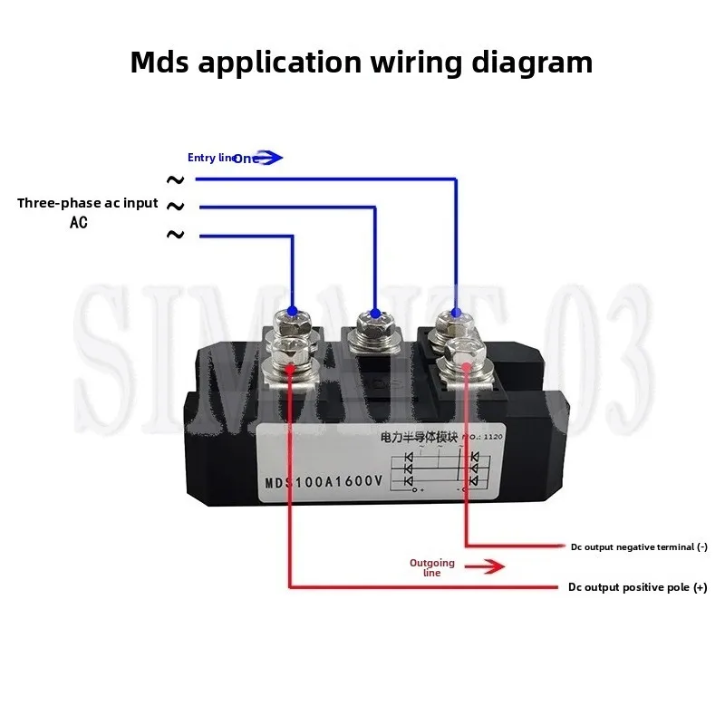 1600V Three-Phase Bridge Stack 300A-16, MDS 100A-500A Rectifier Module with Heatsink