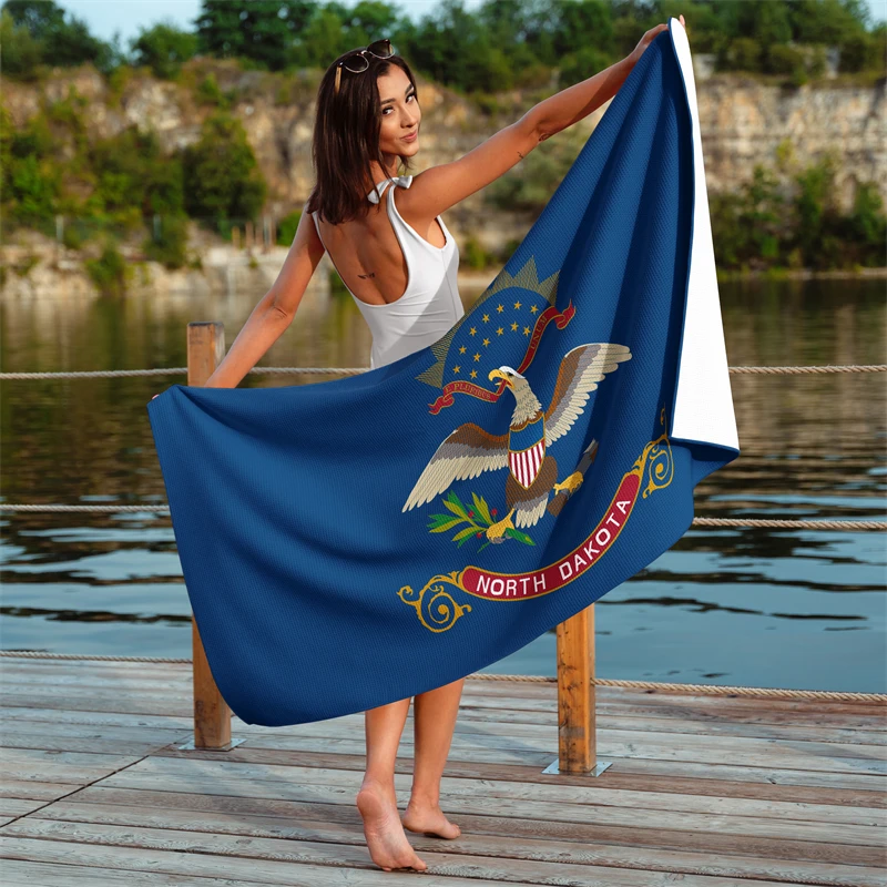 Gaslight Gatekeep Girlboss North Dakota Waffle Beach Towel 150cm x 75cm