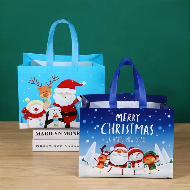 Bolsa De Impressão De Natal Saco De Compras Dobrável Saco De Praia Saco De Armazenamento Dobrável Saco Não Tecido Dos Desenhos Animados, Grande Capacidade, Novo Presente