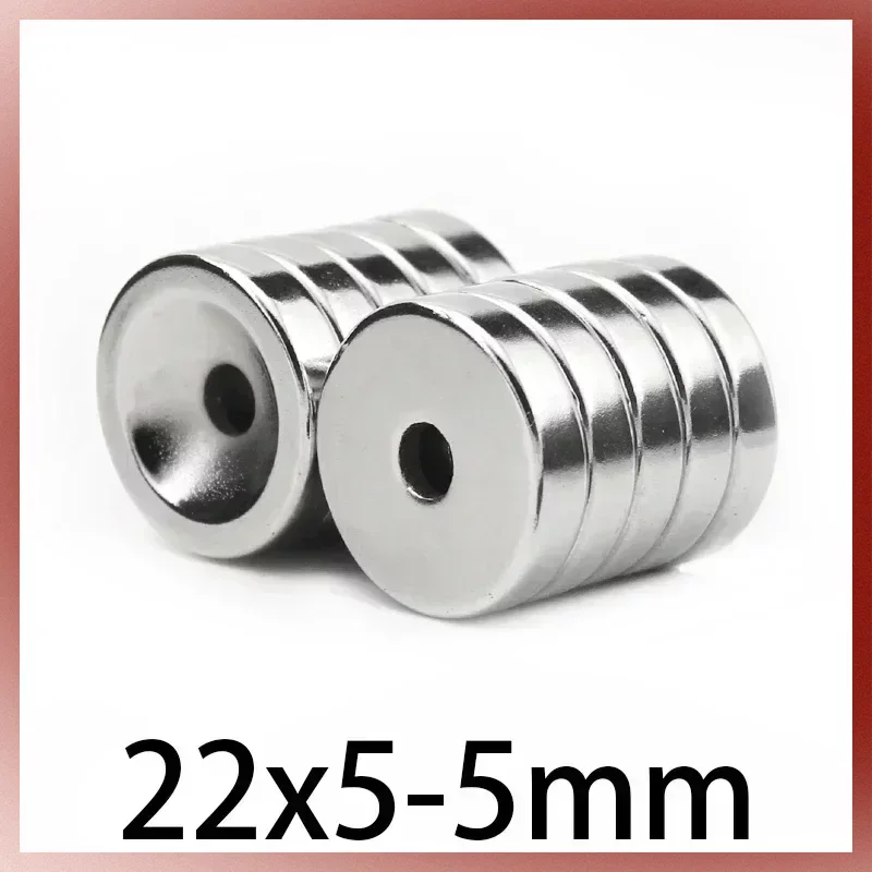 

2/5/10/20Pcs 22x5-5mm Round NdFeB Neodymium Magnet N35 Super Powerful Small imanes Permanent Magnetic Disc with Hole