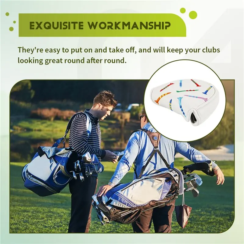 

-[Cilae-17R] Magnetic Golf Putter Cover PU Mallet Putter Cover Magnetic Closure Golf Head Cover Portable Golf Putter Cover Easy