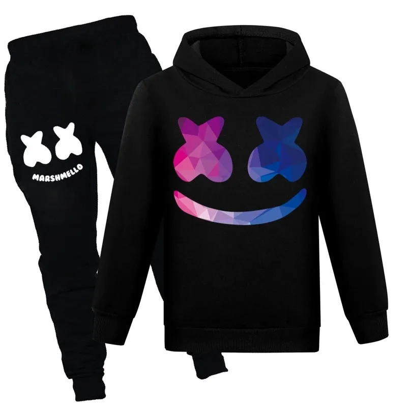 

♥ New 2025 Halloween Marshmello DJ Costume Long Sleeve Hoodie+Pants 2Pcs Set Kids Boys Sweatershirt Music Conc ★ Bear House