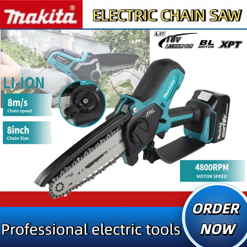 Makita 8 pouces scie à chaîne sans fil sans brosse Portable bois tronçonneuse jardin taille bois outils électriques