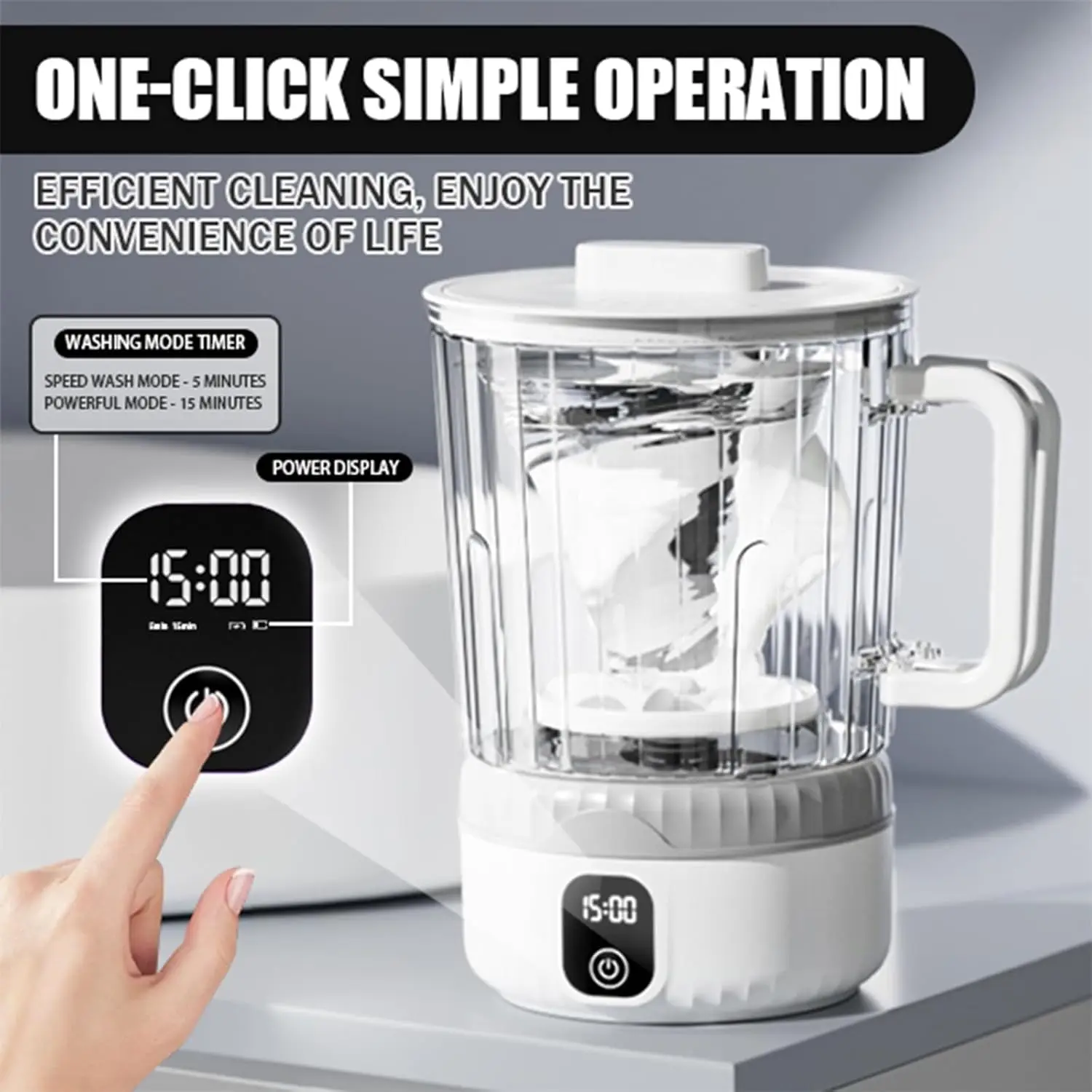 Mini Portable Washing Machine, 2.5L Upgrade, Deep Clean Small Clothes for Dorm, RV, Travel - White