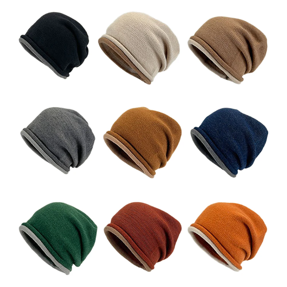 

Knitted yarn hat, women's big head circumference, trendy and versatile pullover hat, toe cap, pile cap, fashionable hat