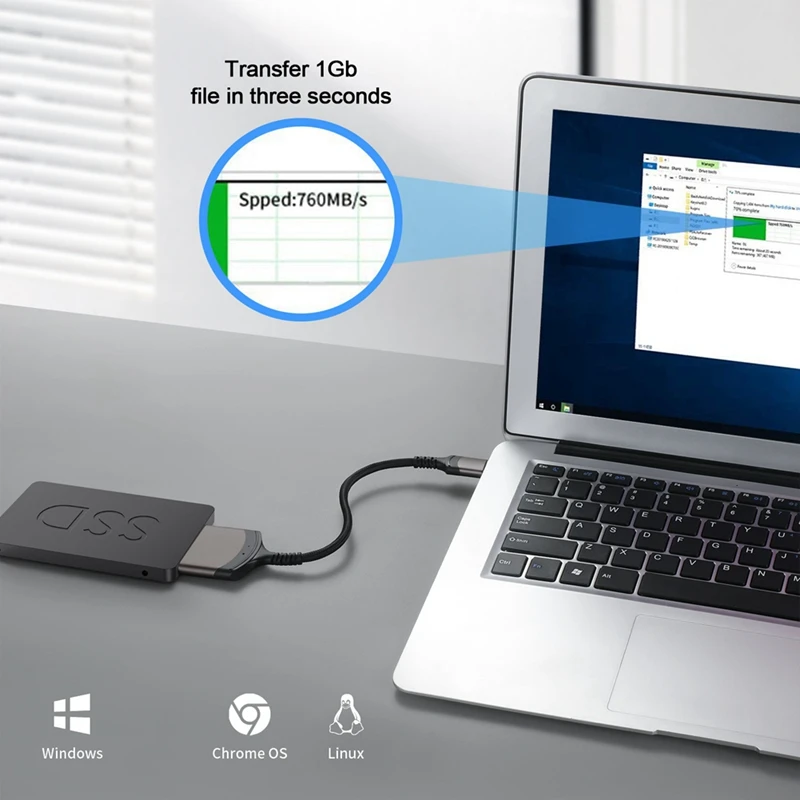 Sata To USB C Adapter SATA Cable 2.5Inch External SSD HDD  Adapter Cable Hard Drive 22 Pin Sata III For PC