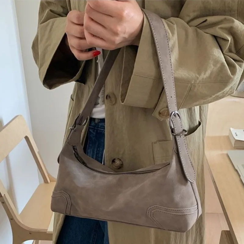 

JIAERDI Ретро минималистичный дизайн сумка женская сшитая большая вместительная сумка на плечо женская повседневная простая пригородная сумка подмышками