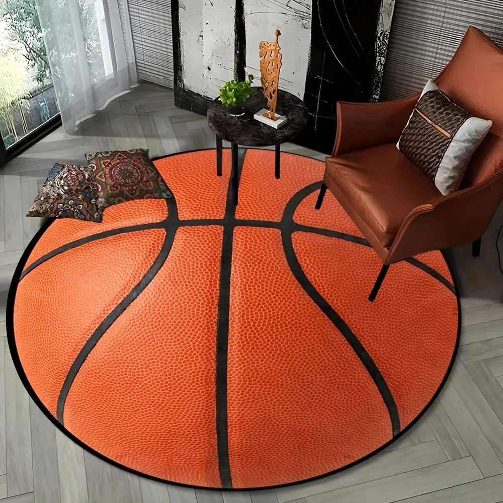 

3D Basketball Design Round Area Carpets Living Room Children's Room Chair Area Rugs Bedroom Bedside Non-slip Foot Mat Home Decor