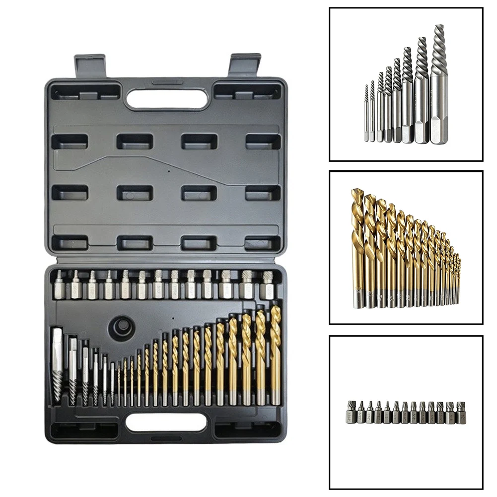 35Pcs Nut Extractor Set 42CrMo Steel Drill Bits For Stripped Rusted Broken Bolts Screw Removal Tool Kit