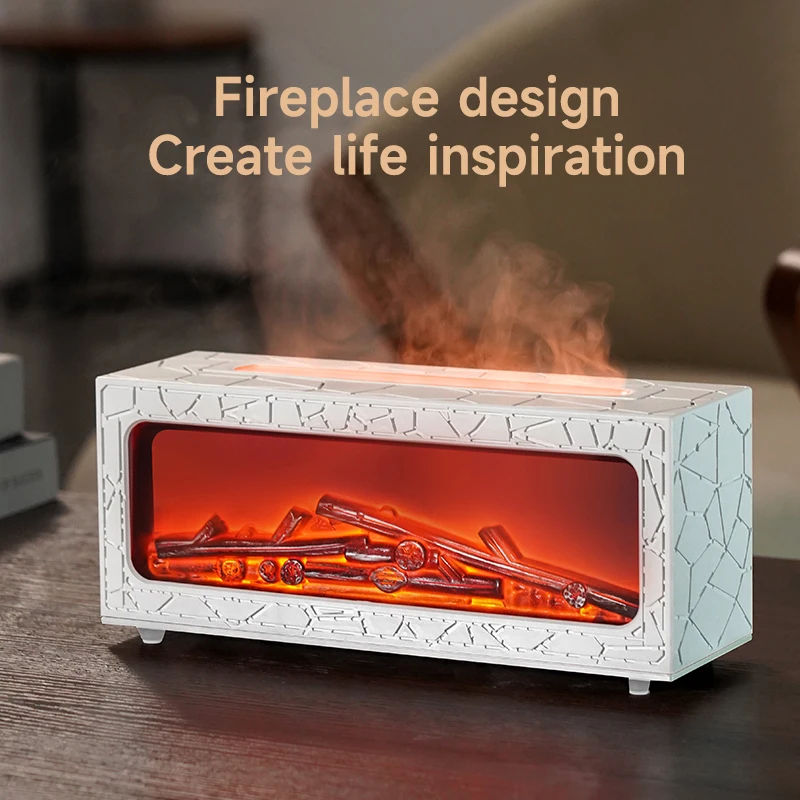Retro fireplace aromatherapy machine, silent ultrasonic intelligent remote control, simulated flame aromatherapy machine