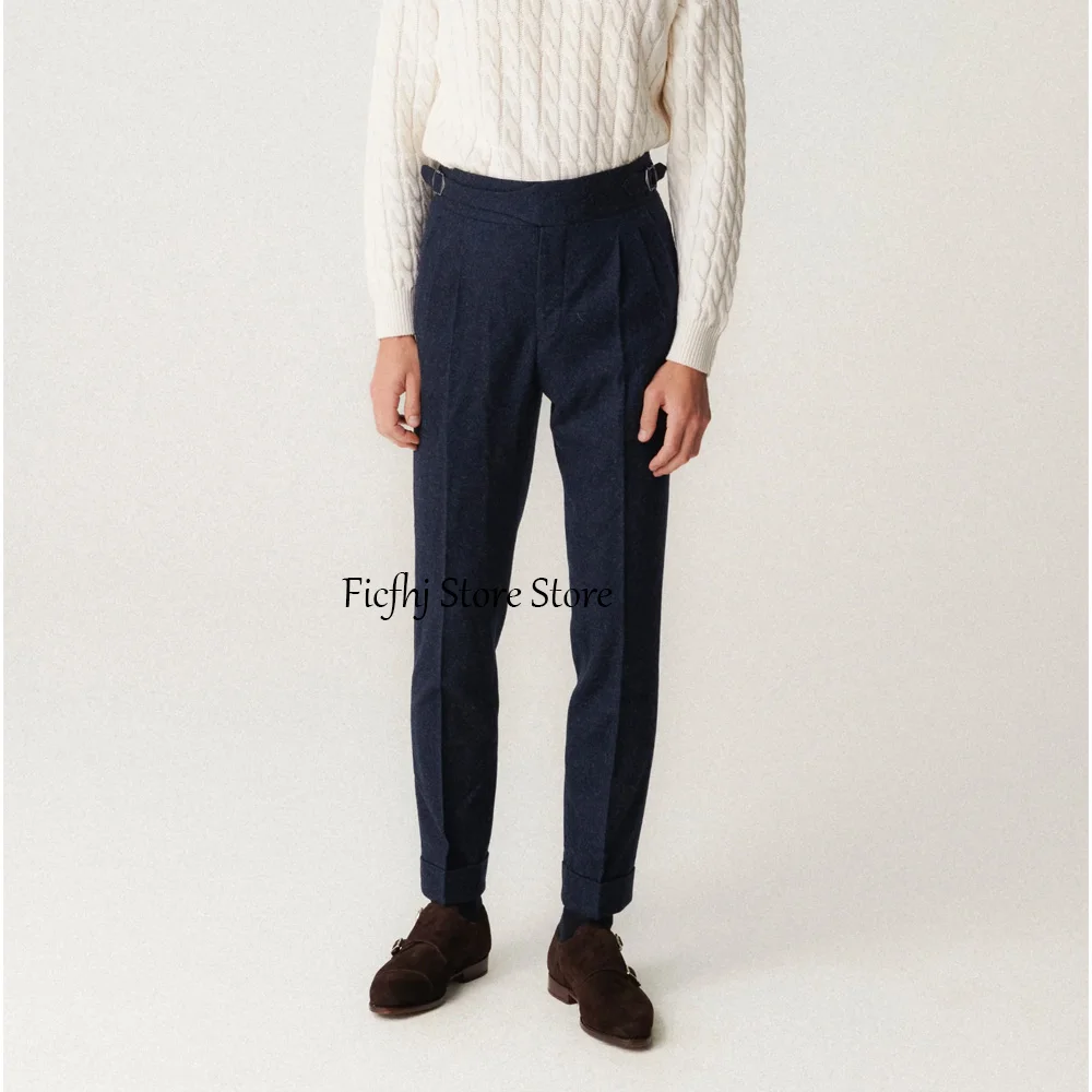 

Прямые брюки из шерстяной ткани для мужчин, официальные мужские брюки пошив, повседневные брюки прямого кроя, рабочие брюки, классическая одежда