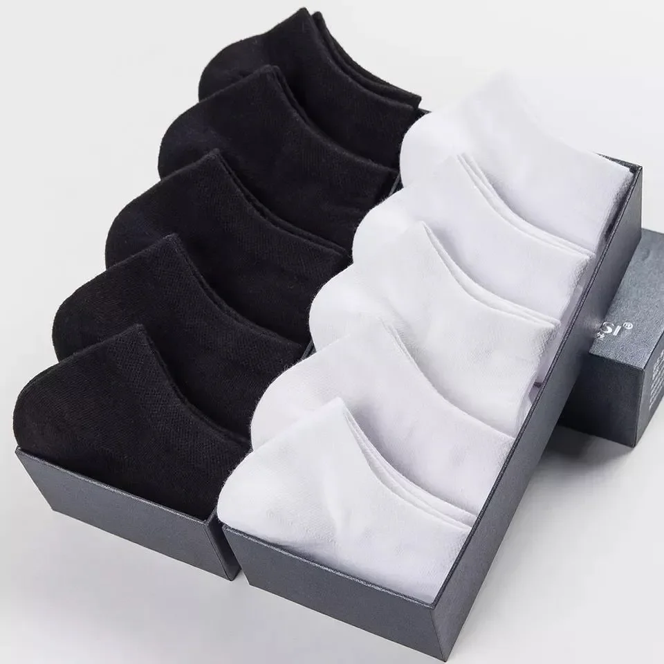 1-5Pairs/Lot Low Cut Men Socks Solid Color Black White Gray Breathable Cotton Sports Socks Male Short Socks for Women Men