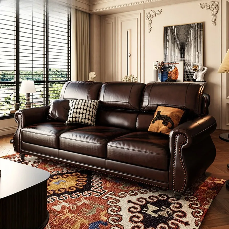 American leather sofa 1234 seat living room retro leather sofa combination home hotel furniture