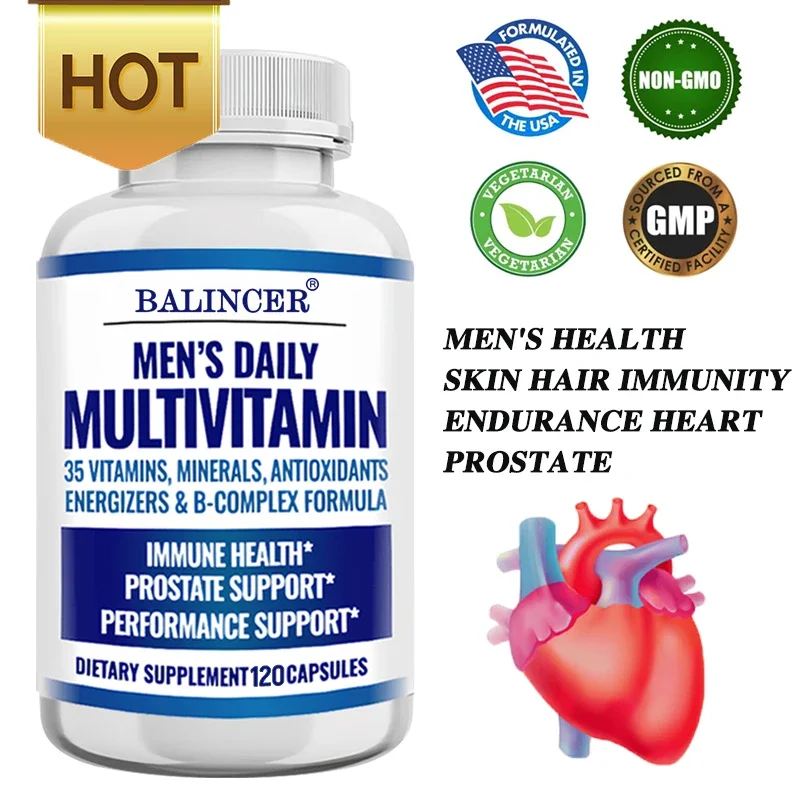 Men\'s Daily Multi Vitamin Capsules - Boost Energy and Immune Supplements, Provide Healthy Food, Free Delivery