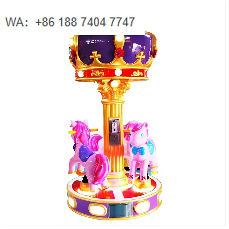 Carrusel Operado con Monedas para 3 o 6 Personas, Carrusel de Caballos Vintage, Máquina de Juegos para Niños