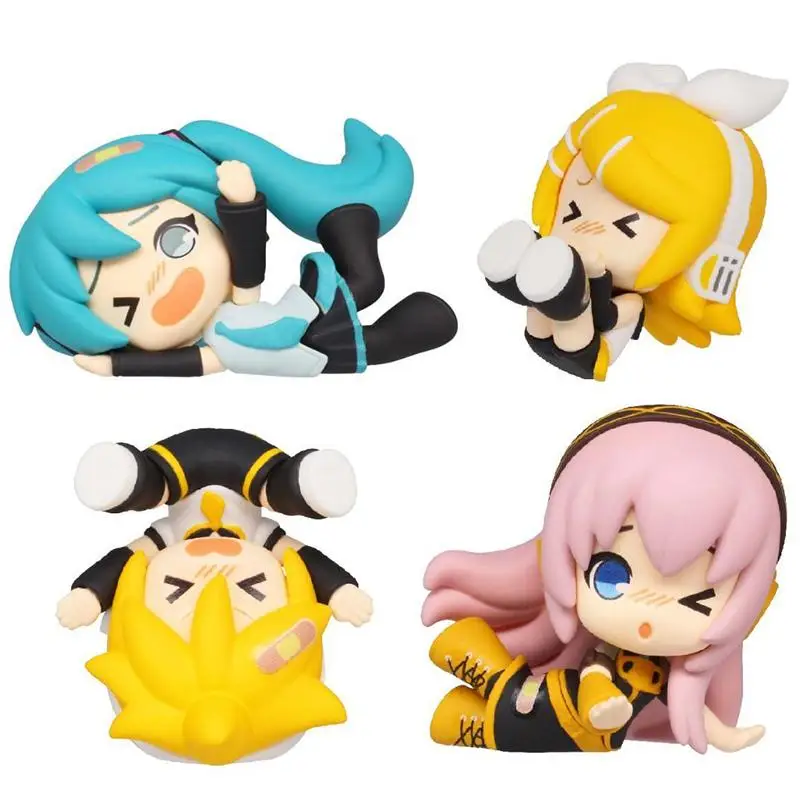 4pcs/set TAKARA TOMY Hatsune Miku Wrestling and fall styling Twisted Egg Megurine Luka Kagamine Rin Action Figure Model Toy Gift