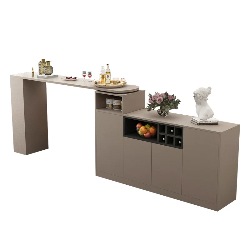 

Simple rotating bar table, dining side cabinet integrated against the wall, multi-functional guide table, wine cabinet, modern