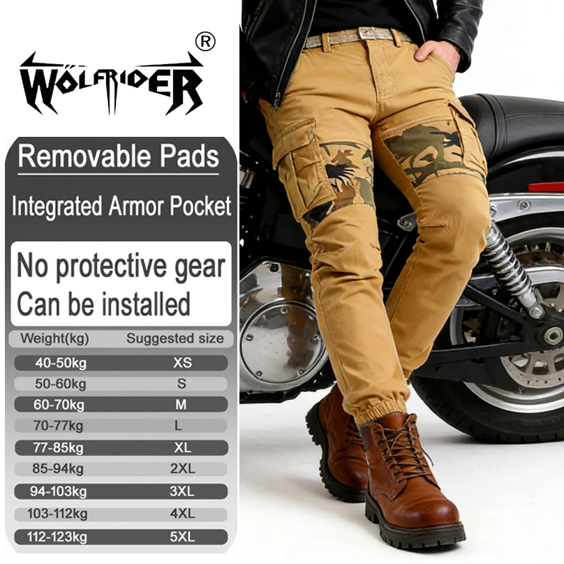 Abrasion Resistance motorcycle riding pants anti slip for commute work safety men with armor pockets armor not included 052