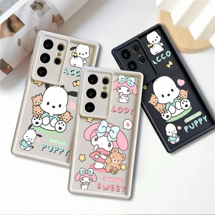 Sanrio Melody Pochacco Phone Case for Samsung Galaxy S24 FE S23 Ultra S22 S21 S20 FE S22 Plus S23 S21 Ultra Soft Cover