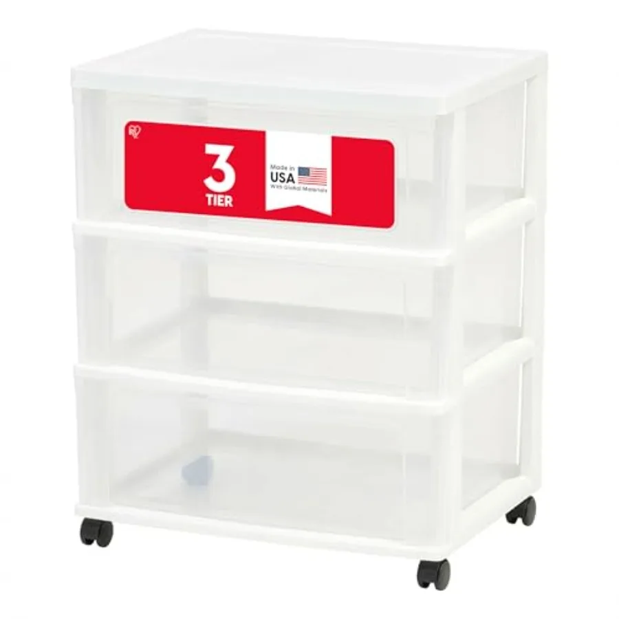 

Plastic Drawer Storage Organizer Rolling Cart with Wheels Casters 3-Drawers for Art Craft Supplies Bathroom Dorm Bedroom Laundr