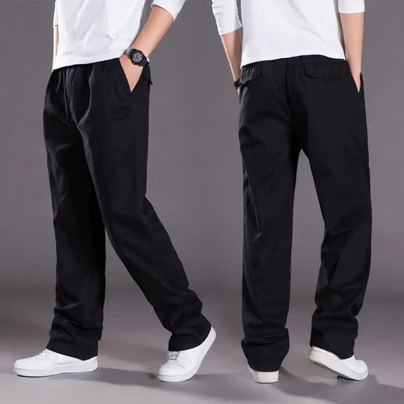 Summer thin cotton casual pants men loose straight leg 2024 new men\'s pants trend all matching men\'s long pants