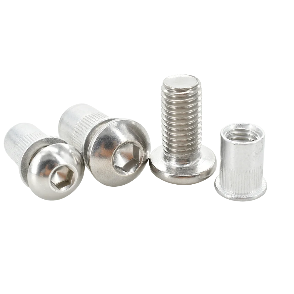 Metric Threaded Insert Rivet Nut, Parafuso De Aço Inoxidável Set, Aço Carbono Rivetnut, Alumínio Alloy Nuts Screw Kit, M3-M12