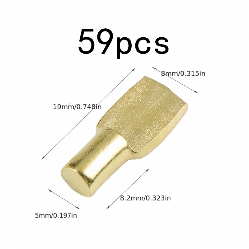59 pcs Spoon-Shaped Design 5mm Spoon-Shaped Shelf Supports, great for Bookshelf Support, Gold Plated Finish