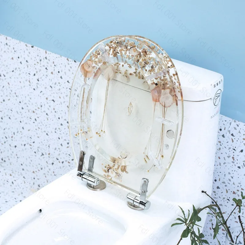 Thick Transparent Resin Toilet Seat Cover Universal UVO Shape Slow Close Quiet