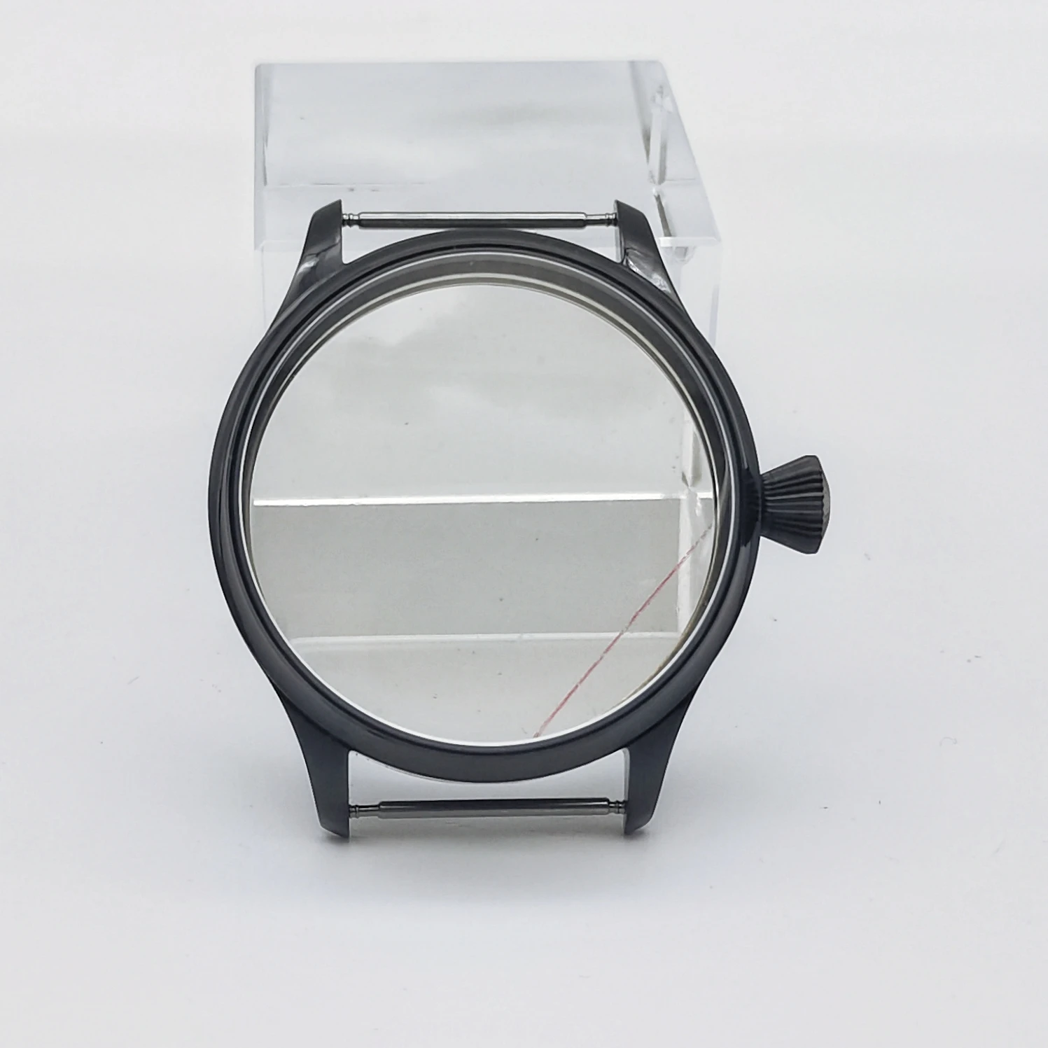 

44MM Watch Black Case 316 Stainless Steel See-through Bottom Fit Eta 6498/6497 ST3600 Manual Winding Movement