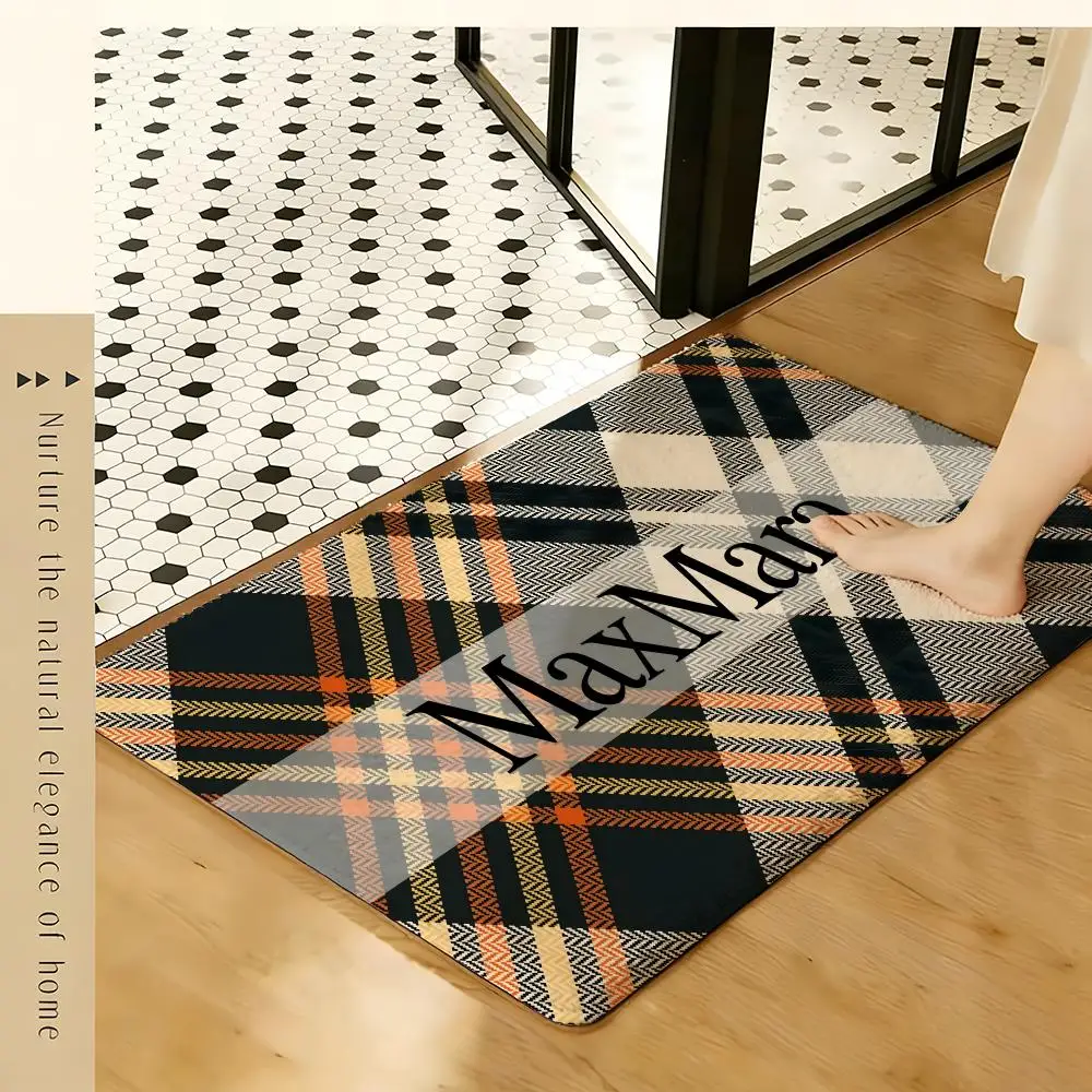 Light luxury MM Fashion Floor Mat Soft Flannel Rug Non-Slip Absorbent Mat for Bathroom Bedroom Home Decor