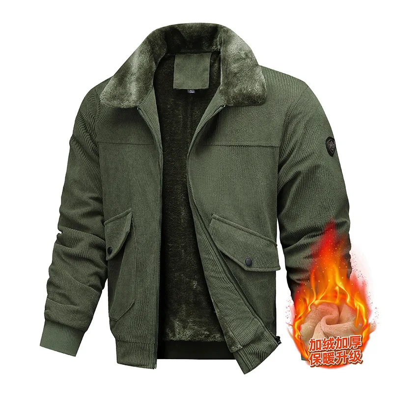 

Men's Autumn and Winter Corduroy Jacket Fleece Lamb Fleece Warm Top Jacket