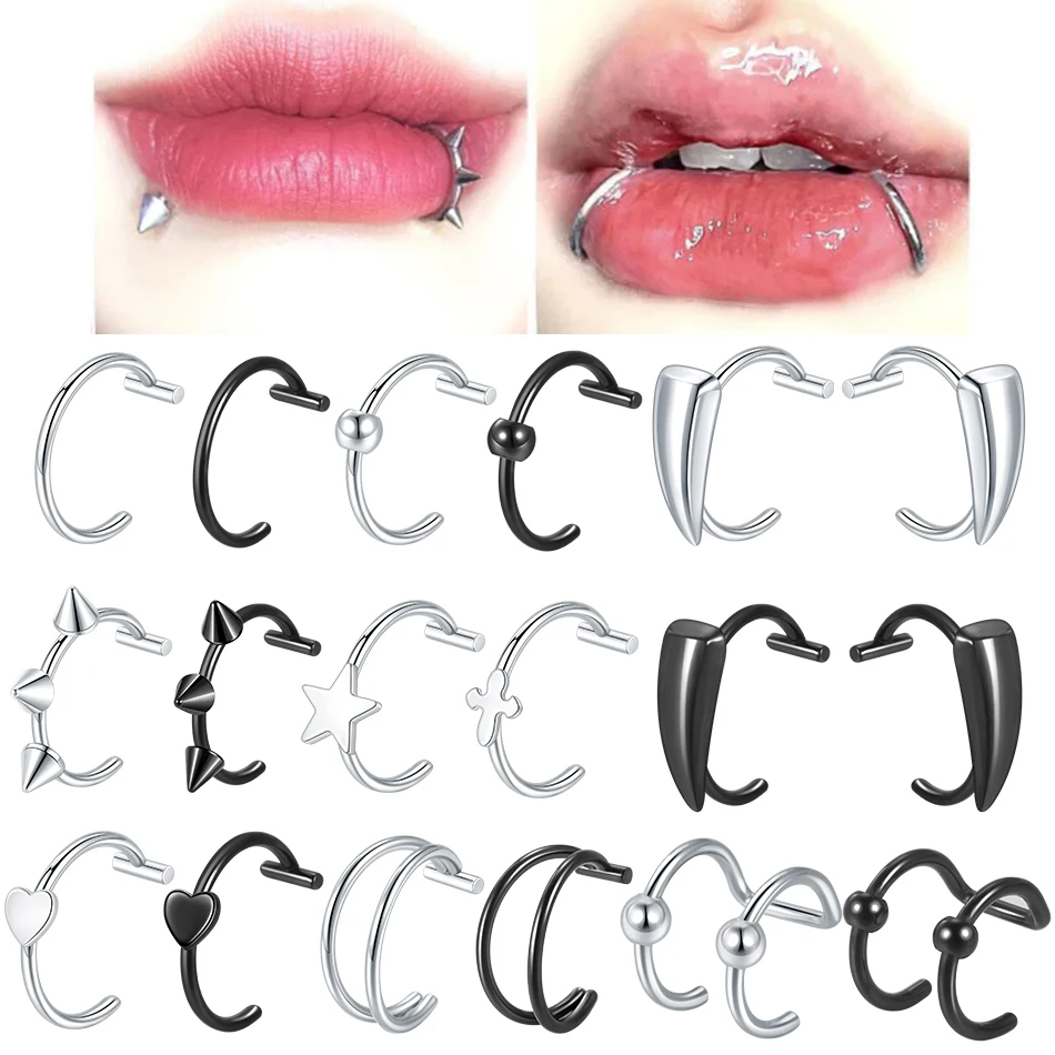 Anillo de nariz falso de acero inoxidable para mujer, anillos para tabique, Clip C no perforado, pendiente de anillo para labio, Piercings de nariz falsos, joyería para el cuerpo, 1 ud.