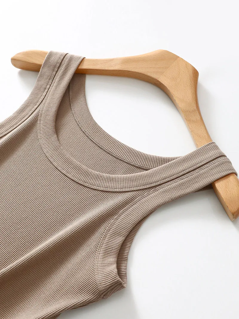 Bawełniany podkoszulek z szerokim paskiem i wycięciem, damski, wąski, letni top M-XL