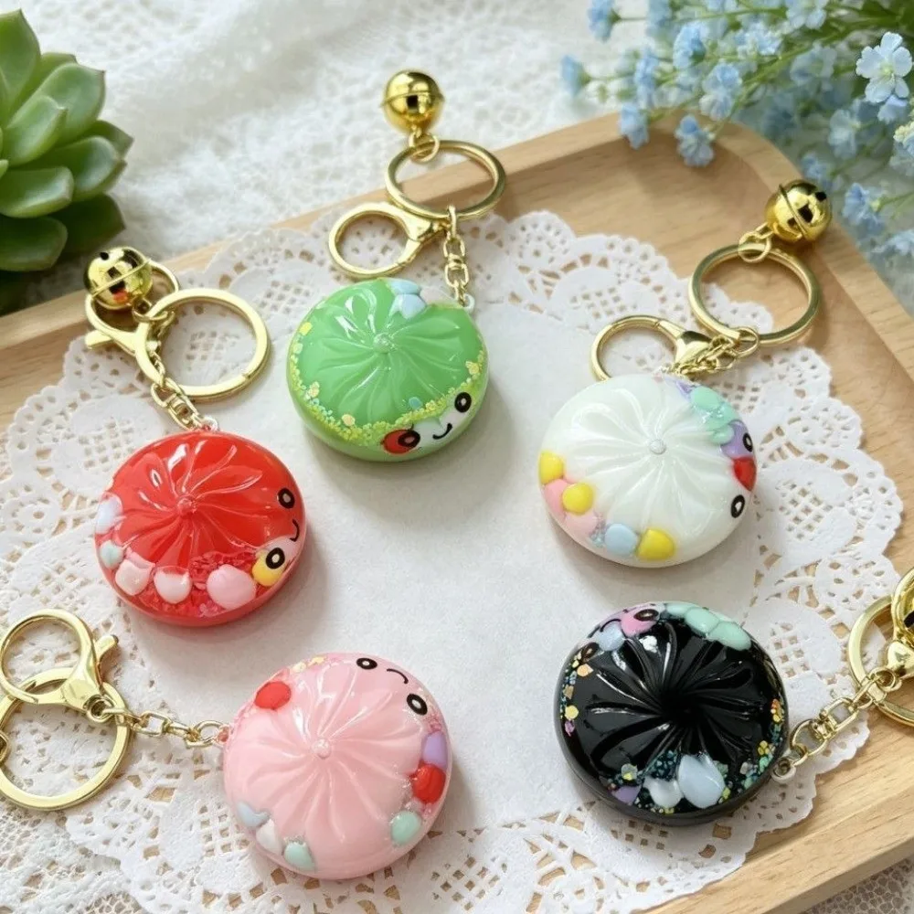 Colorful Miniature Bun Keychain Acrylic Cute Cartoon Stuffed Bun Keychain Quicksand Glitter Crystal Simulation