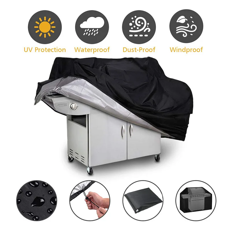 8 Size Heavy Duty BBQ Cover Waterproof Anti-Dust UV Resistant for Weber Charbroil Outdoor Grill Protective Cover