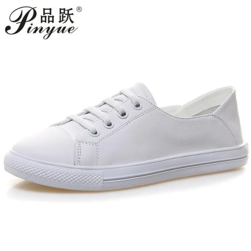 

Женские кроссовки из натуральной кожи, женская повседневная модная обувь, вулканизированная женская летняя обувь на плоской подошве, женская белая студенческая обувь 34