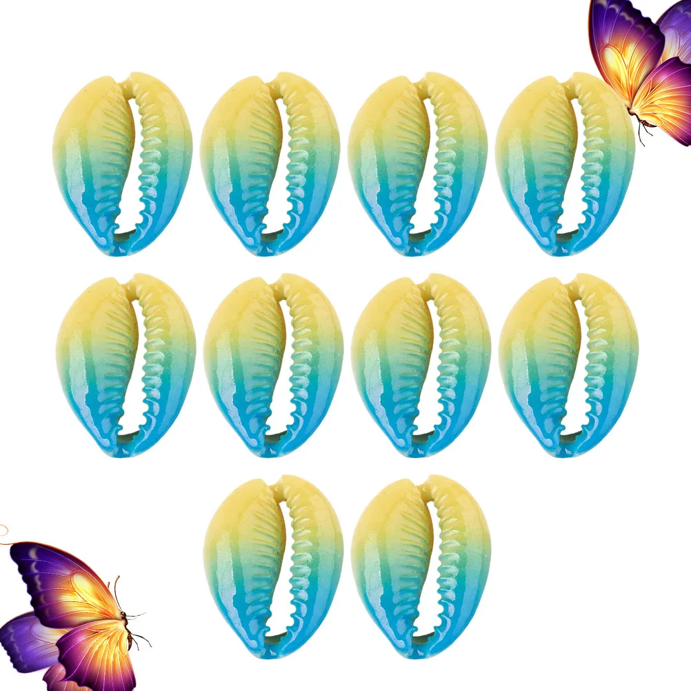 

10Pcs DIY Gradient Color Painted Shell Pendant Earrings No Hole Shell Jewelry Eardrop for Women Ladies Lightweight Bracelet