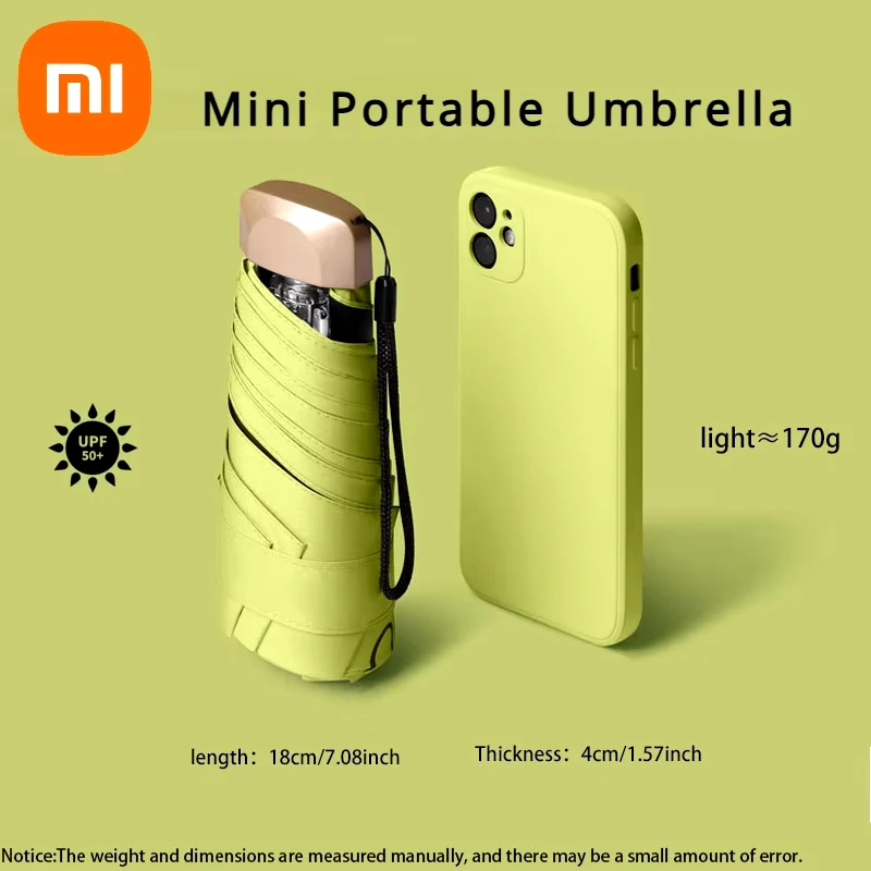 Xiaomi Mini Sun Umbrella Small Pocket Rain Umbrella Vinyl Folding UV Ultraviolet Protection Sun Shade Pocket Parasol Capsule 