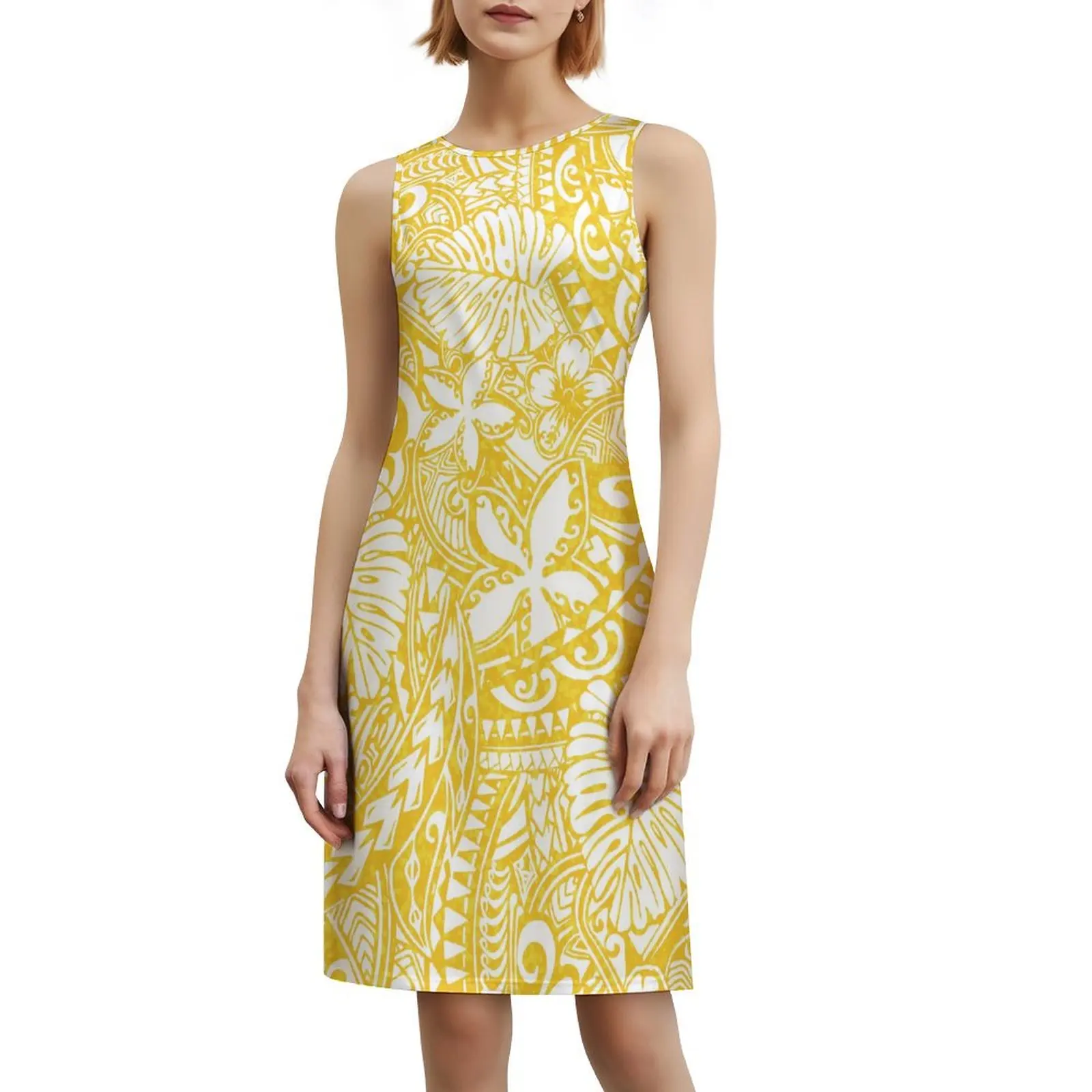 

Polynesian Ethnic Style Pacific Island Women'S Wear Custom Casual Tank Dress Commuter Everyday Wear Quality Comfortable Fabrics