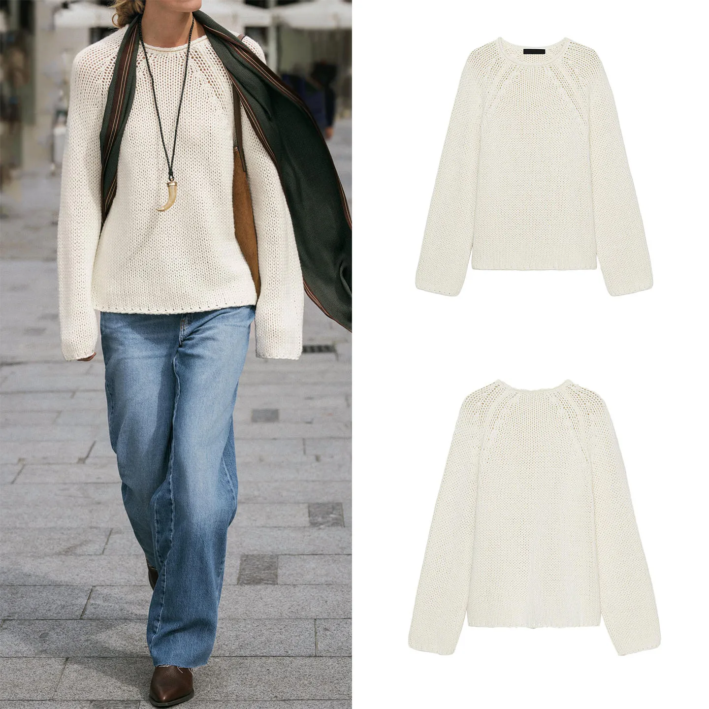 

Loose Long Sve round Ne Knitted Sweater Cozy Autumn New Women's Faion Chunky Needle Knitwear Z Brand
