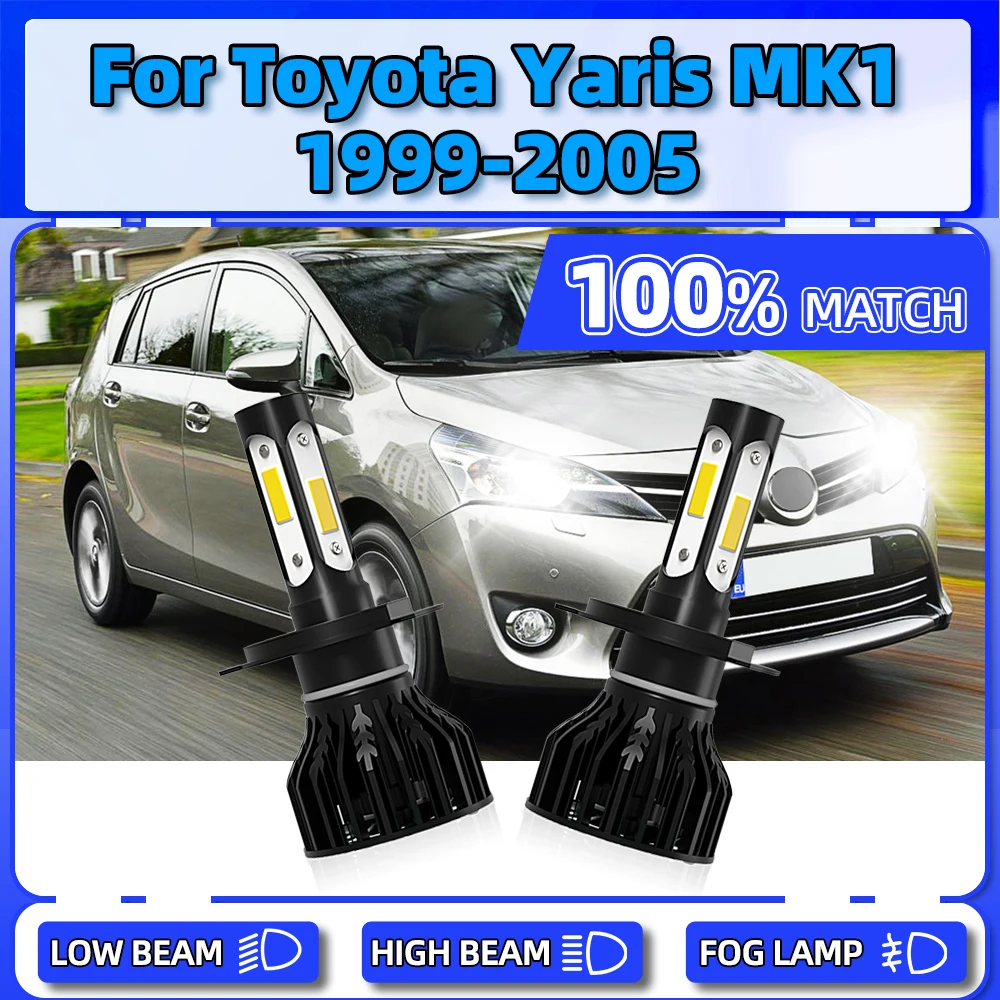 

2Pcs 12V LED Headlight Bulbs 20000LM 120W CSP Chips Car Headlamps 6000K For Toyota Yaris MK1 1999 2000 2001 2002 2003 2004 2005