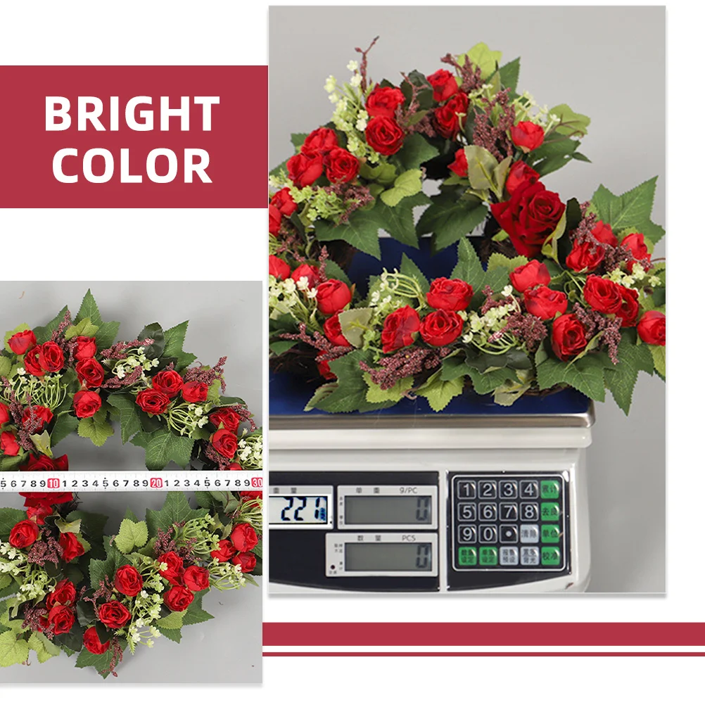 

Valentines Wreath Heart Shaped Flower Garland Decorative Hanging Ornament for Home Wedding Celebration Decoration