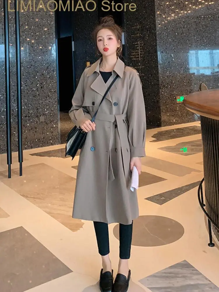 

New Coats Jackets Women Autumn Women Clothing Solid Lapel Double Breasted Trench Coat for Women Long Coat Windbreaker Tops