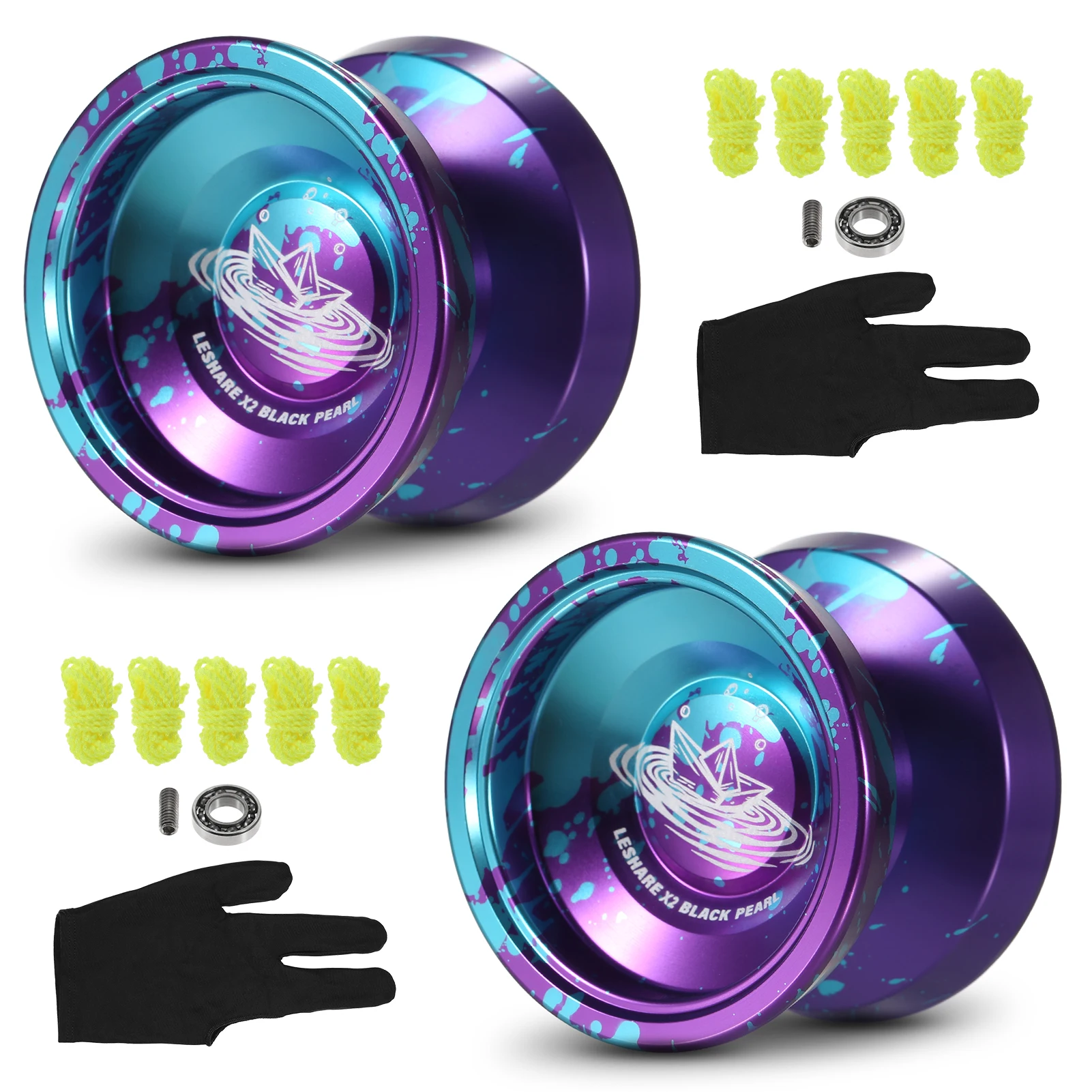 Bola de yoyo de aluminio, regalo competitivo de yo yo con cuerdas de rodamiento y guante