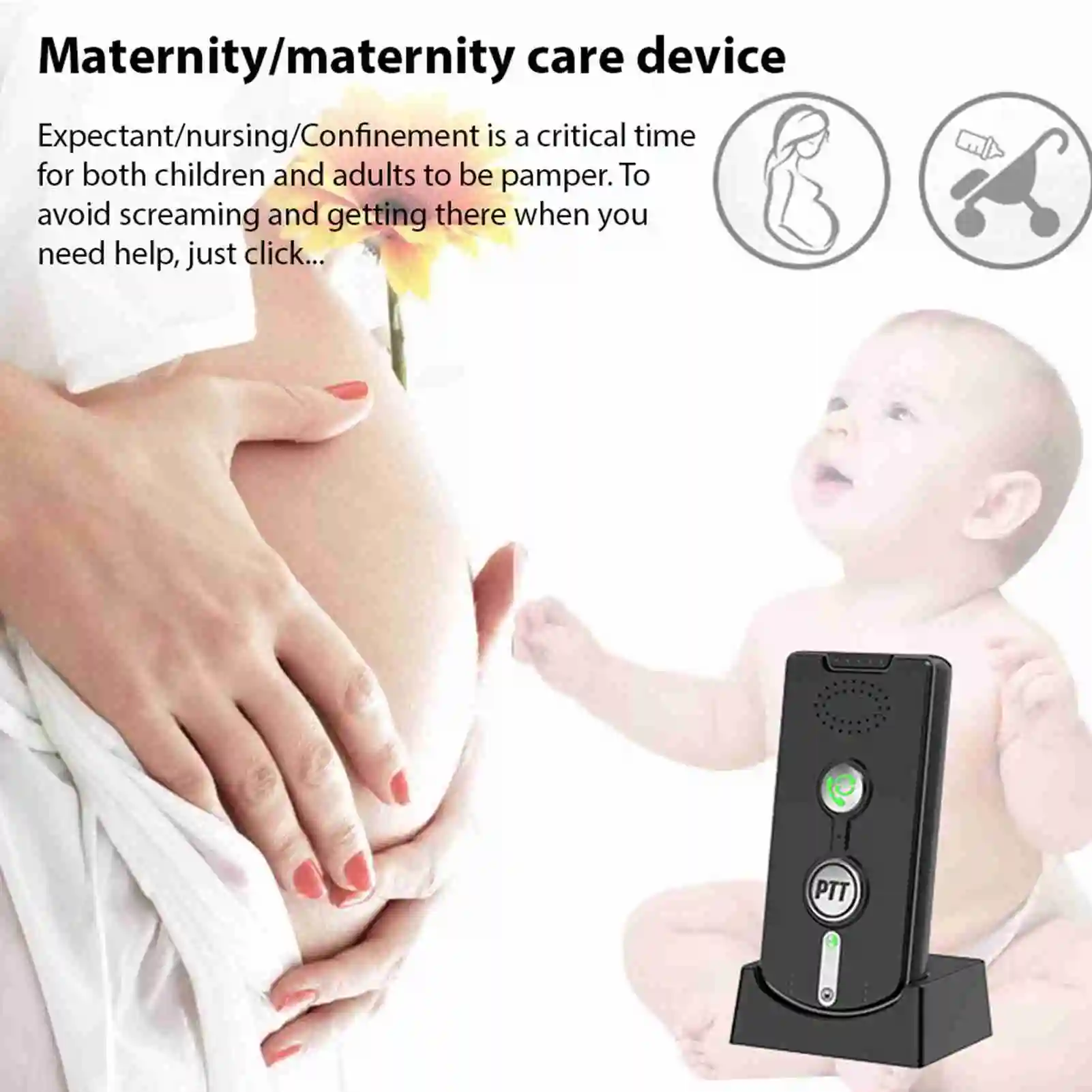 2Pcs Wireless Voice Intercom 1000 Meters Long Range Portable Elderly Two Way Talk Intercom for Home Villa Hospital