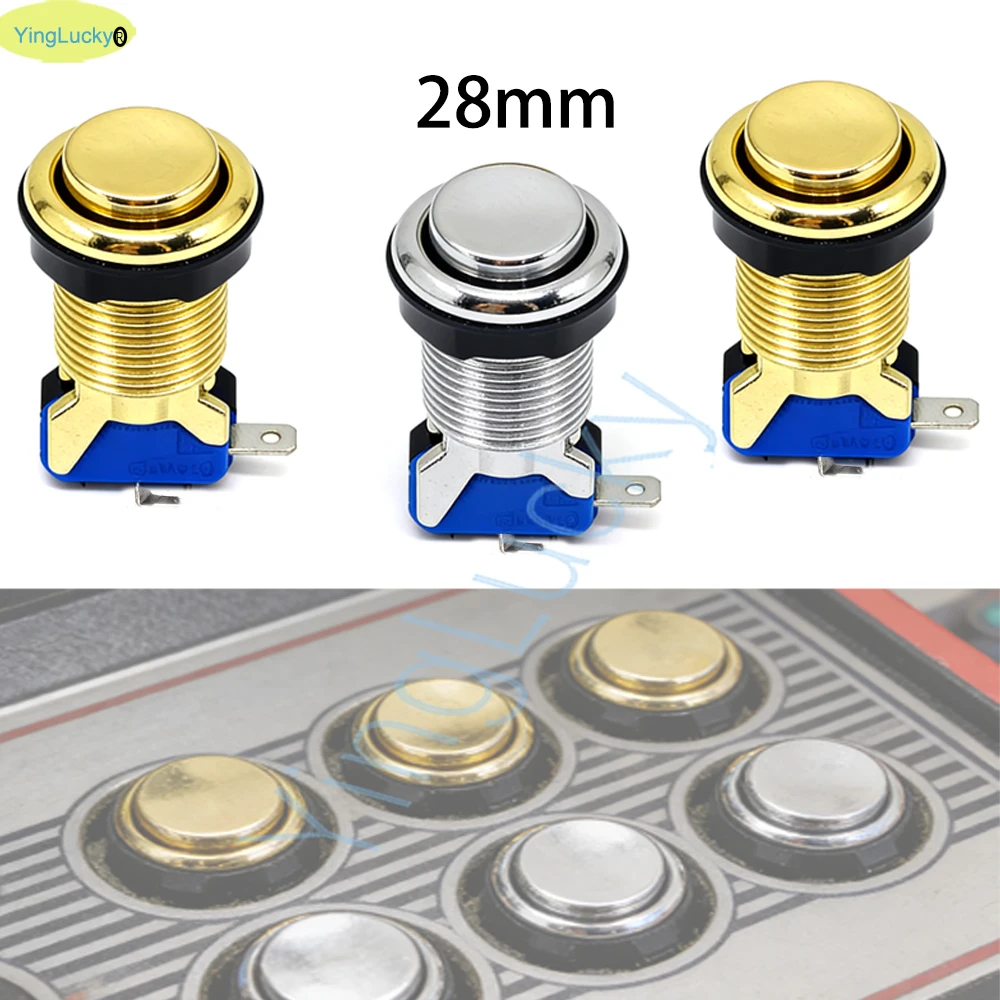 28mm Silver-Plated American-Style HAPP Button for Arcade Pinball Machines and Vending Machines