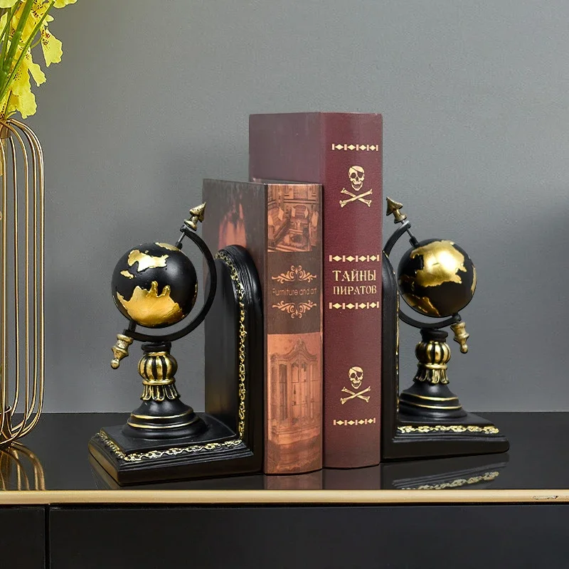 

2022 American Retro Globes Bookends Books Rely on Study Decorations Ornaments Bookshelves Organize Books Office Furnishings