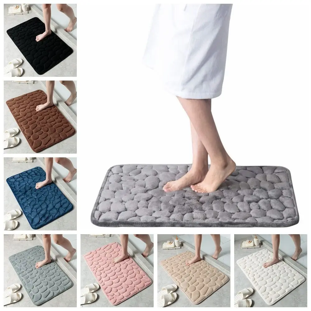 Cobblestone Embossed Bath Mat Non-slip Carpets Water Absorption Washable Bathtub Floor Rug Shower Doormat Bathroom Decor