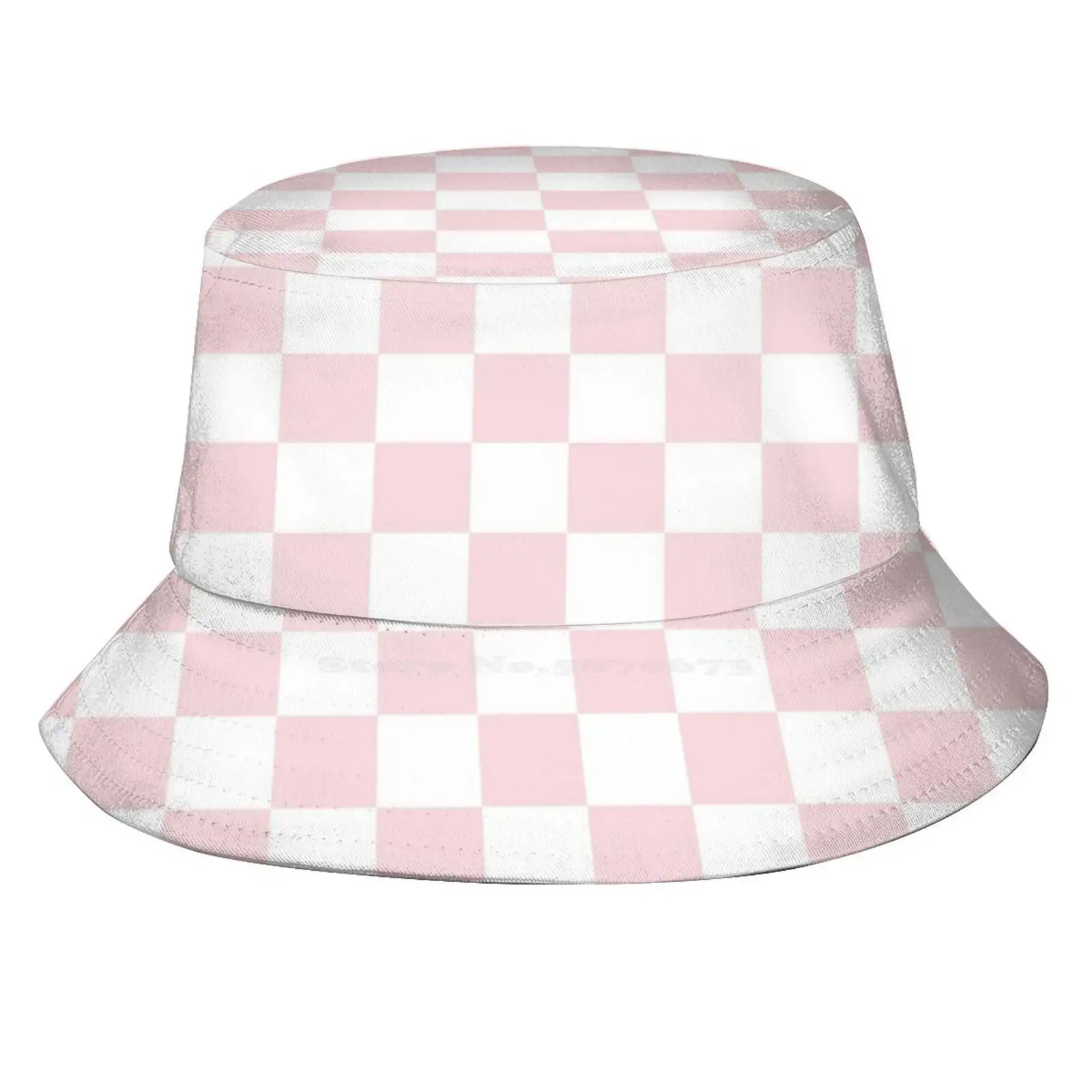 Pastel Pink Checkered Pattern Sun Cap Fisherman Hat Bucket Hats Squares Pink Checks Pastels Pastel Pastel Checkered Pastel Pink